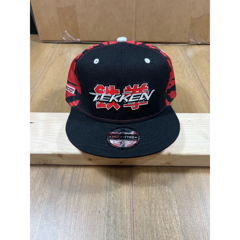 Tekken Namco HGC Fitted Hat‎ 7 1/2 Black Red Tiger Stripe Embroidered Cap